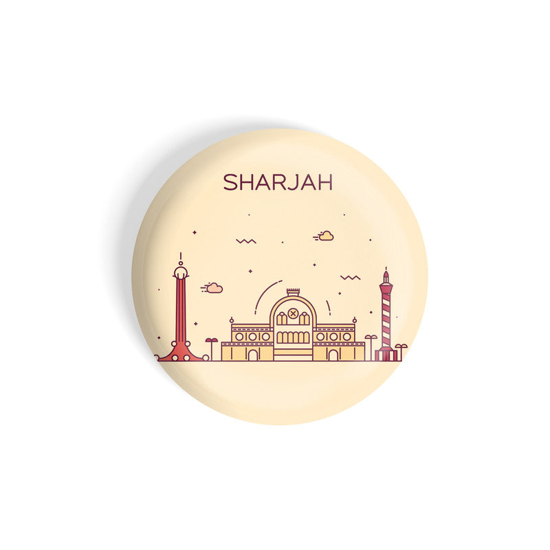 dhcrafts Round Fridge Magnet Brown Color Sharjah Glossy Finish Design Pack of 1 (58 mm)